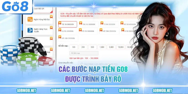Các bước nạp tiền GO8 được trình bày rõ
